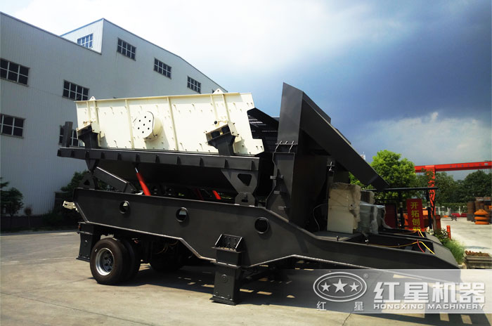 可移動振動篩沙機，半掛車車頭牽引隨時隨地流動作業(yè)